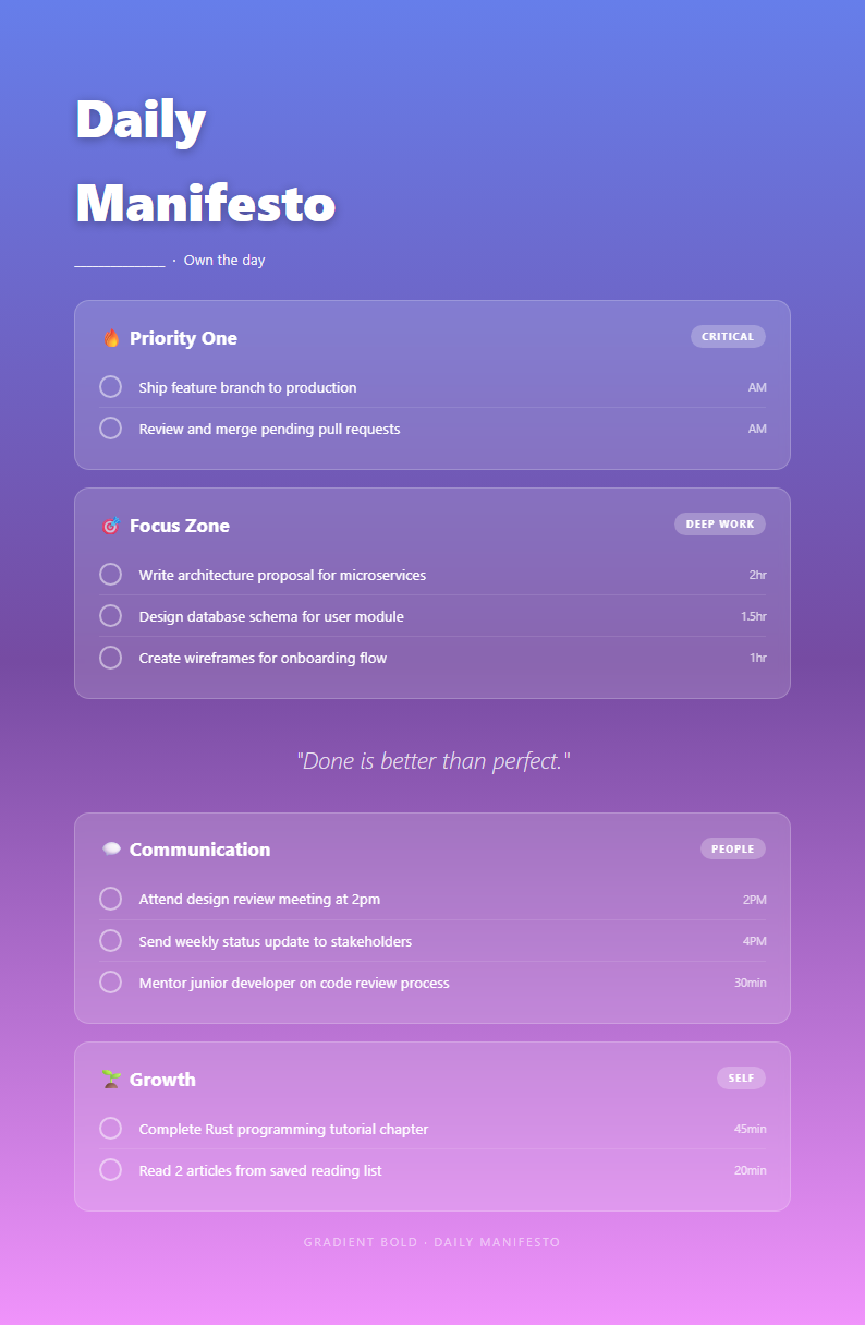 Gradient bold to do list with vibrant colors